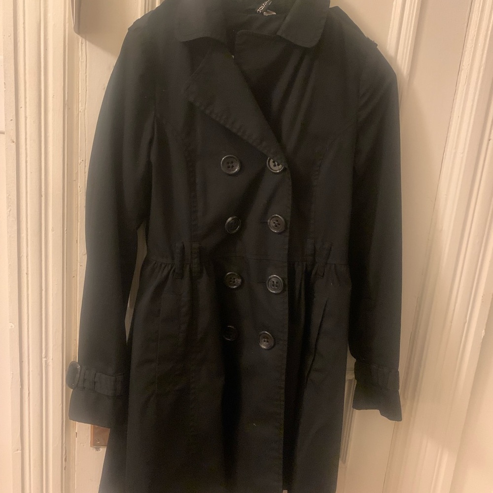 Divided Black Double-Breasted Trench Coat